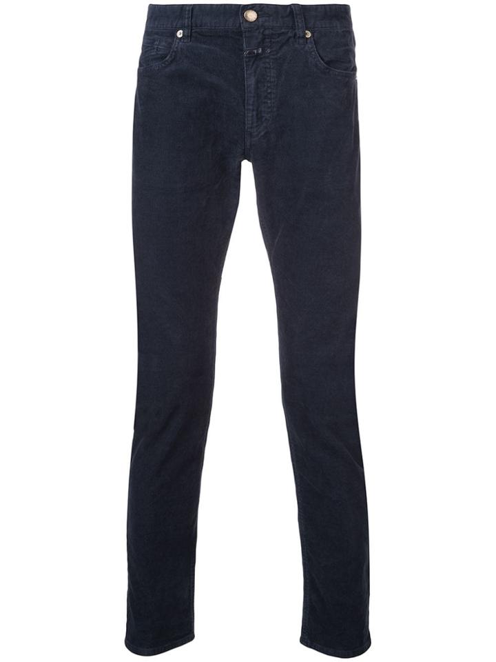 Closed Ribbed Knitted Jumper - Blue