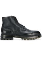 Santoni Flat Lace-up Boots - Black
