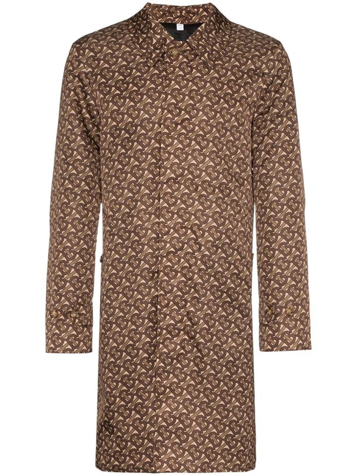 Burberry Keats Tb Logo Print Raincoat - Brown