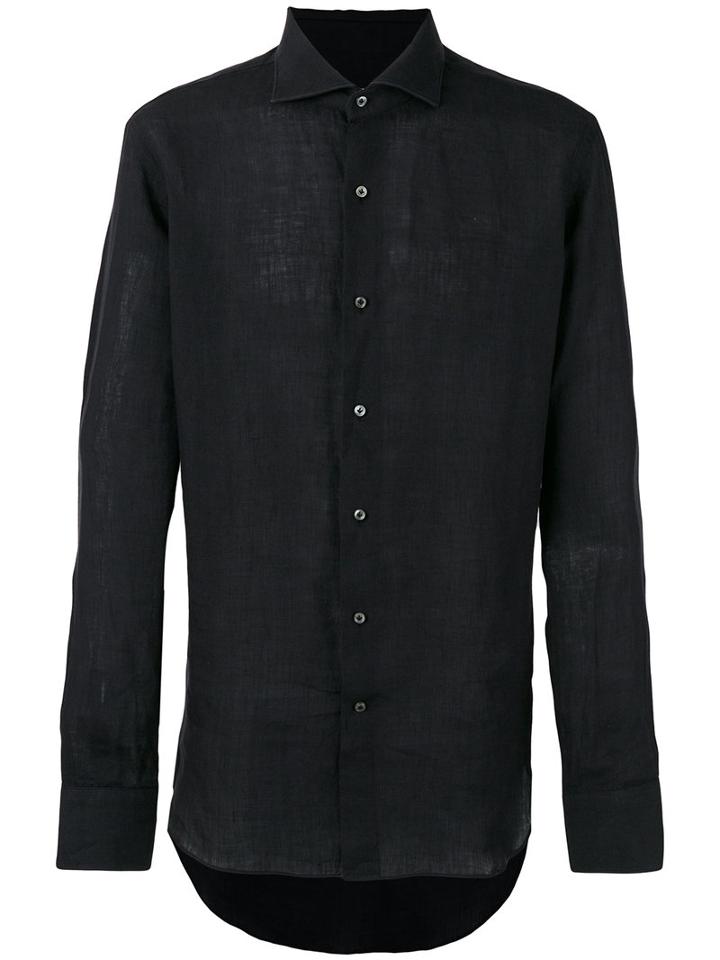 Alessandro Gherardi Long Sleeve Shirt, Men's, Size: 44, Black, Linen/flax
