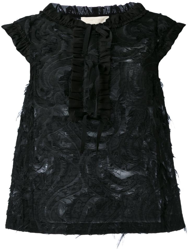 L'autre Chose - Frayed Sleeveless Top - Women - Cotton/polyamide/polyester - 44, Black, Cotton/polyamide/polyester