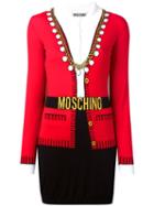 Moschino Tromp-l'oeil Cardigan Dress, Women's, Size: 40, Red, Cotton