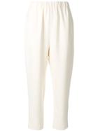 Enföld Elastic Waistband Cropped Trousers - White