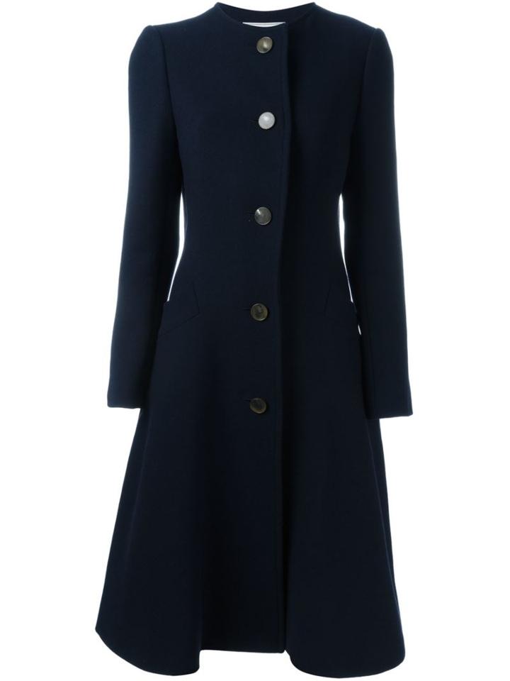 Lanvin Long Sleeved Overcoat, Women's, Size: 36, Blue, Polyamide/polyester/wool