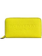 Burberry Logo Embossed Zip Around Wallet - Yellow & Orange