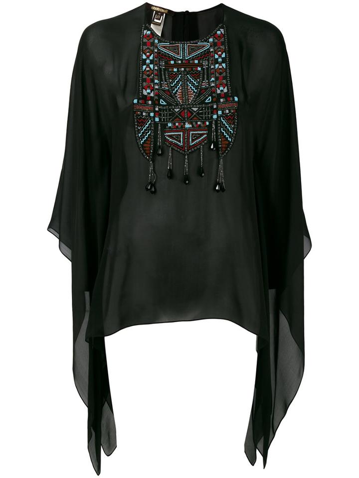 Roberto Cavalli Aztec Batwing Tunic, Women's, Size: 40, Black, Silk