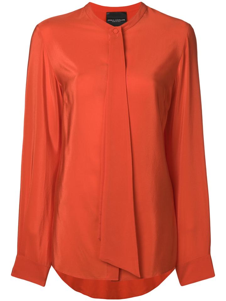 Erika Cavallini Draped Detail Collarless Blouse - Yellow & Orange