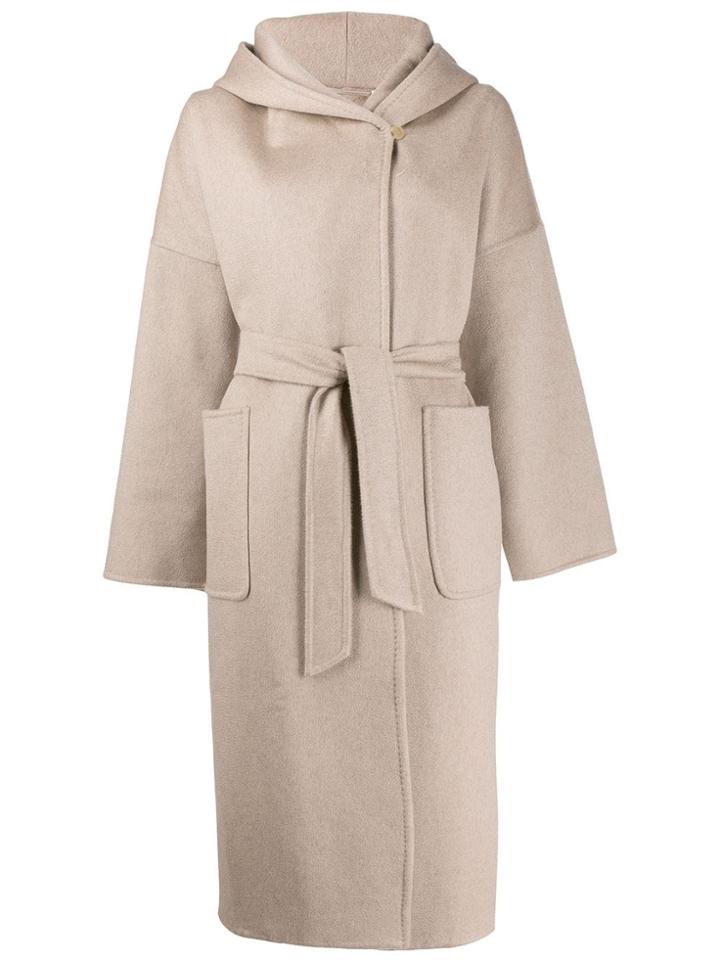Max Mara Hooded Wrap Coat - Brown