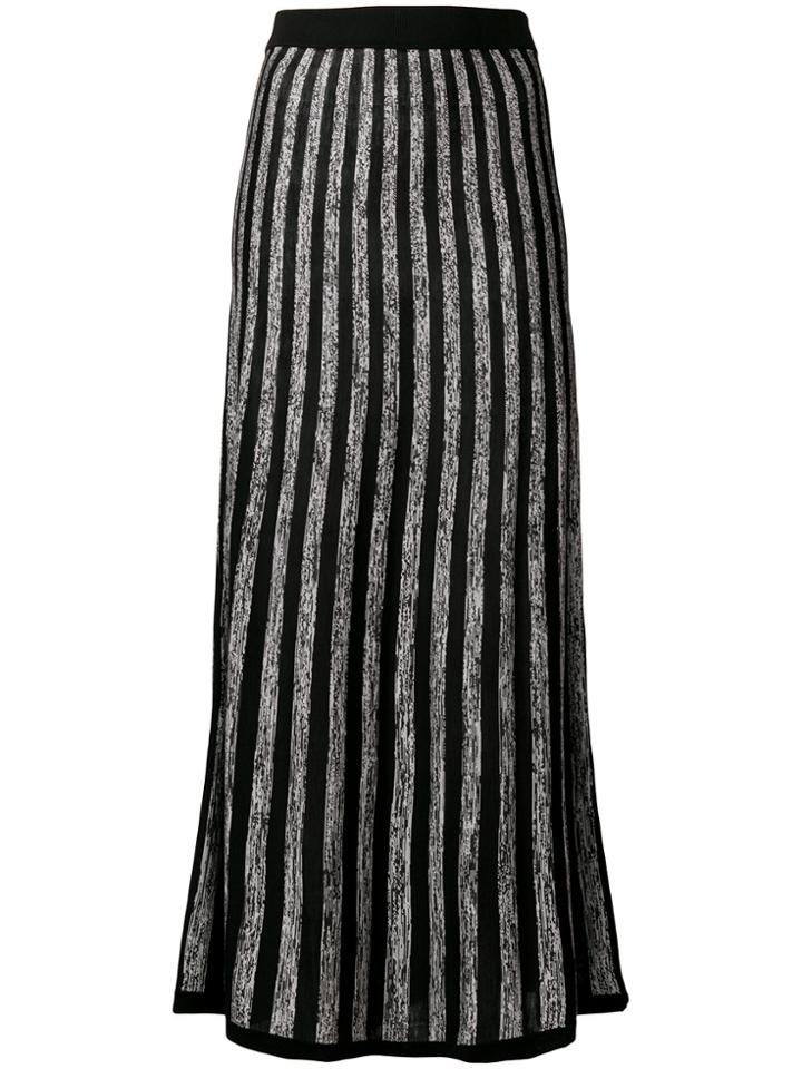 Sonia Rykiel Long Striped Skirt - Black