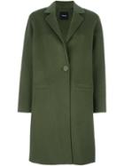 Theory 'peirette' Coat, Women's, Size: Small, Green, Polyester/polyurethane/cashmere/wool
