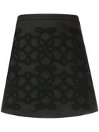 Wandering Embroidered A-line Skirt - Black
