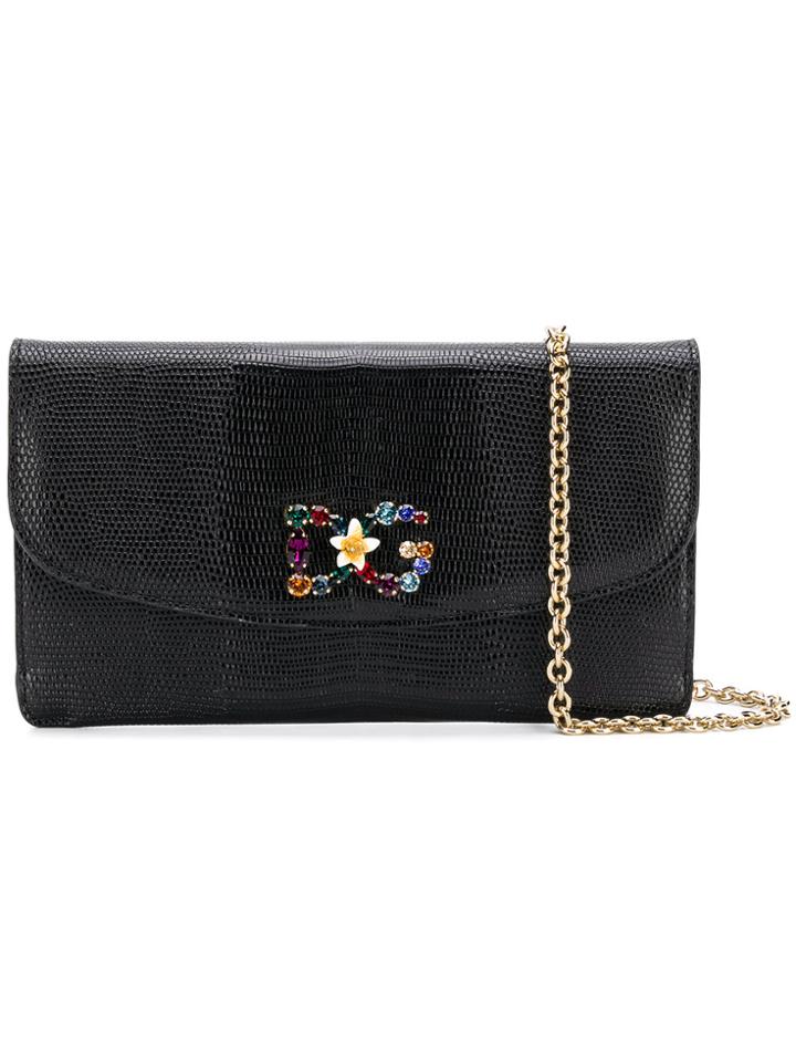 Dolce & Gabbana Encrusted Dg Crossbody Bag - Black