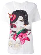P.a.r.o.s.h. Sequin Embroidery T-shirt, Women's, Size: Medium, White, Cotton/pvc