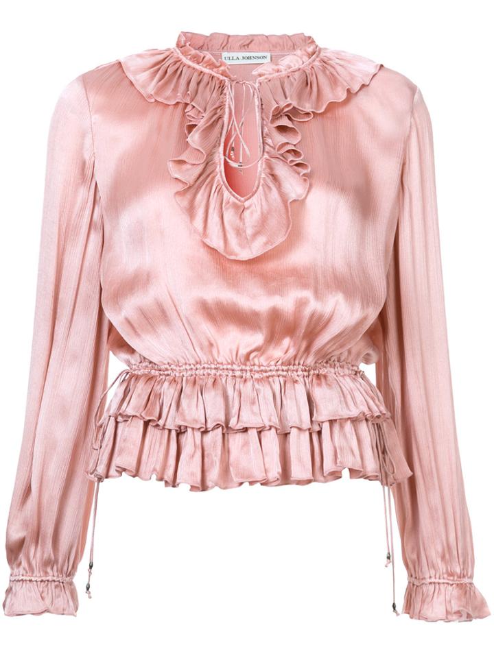 Ulla Johnson Frill Trim Blouse - Pink & Purple