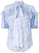 Preen By Thornton Bregazzi Justina Printed Pussy-bow Blouse - Blue