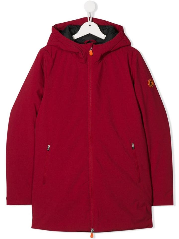 Save The Duck Kids Teen Hooded Coat - Red