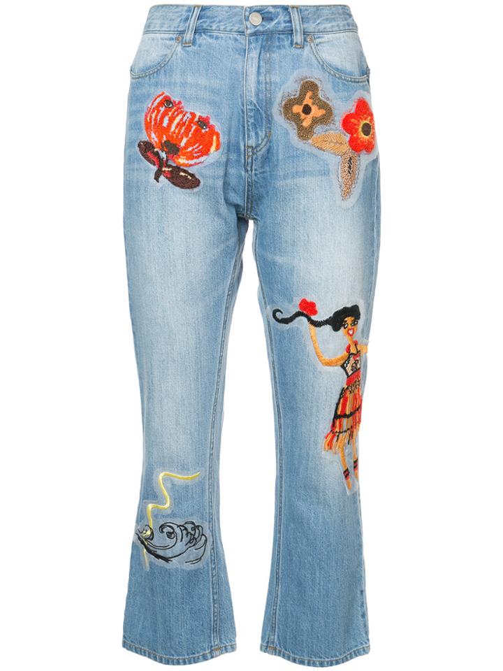 Tsumori Chisato Embroidered Cropped Jeans - Blue