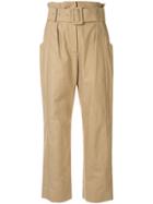 Muller Of Yoshiokubo High Waisted Cotton Trousers - Brown