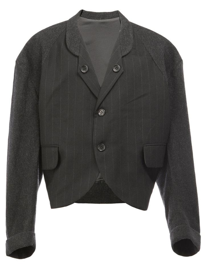 Christopher Nemeth Pinstripe Cropped Blazer - Black