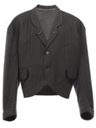 Christopher Nemeth Pinstripe Cropped Blazer - Black