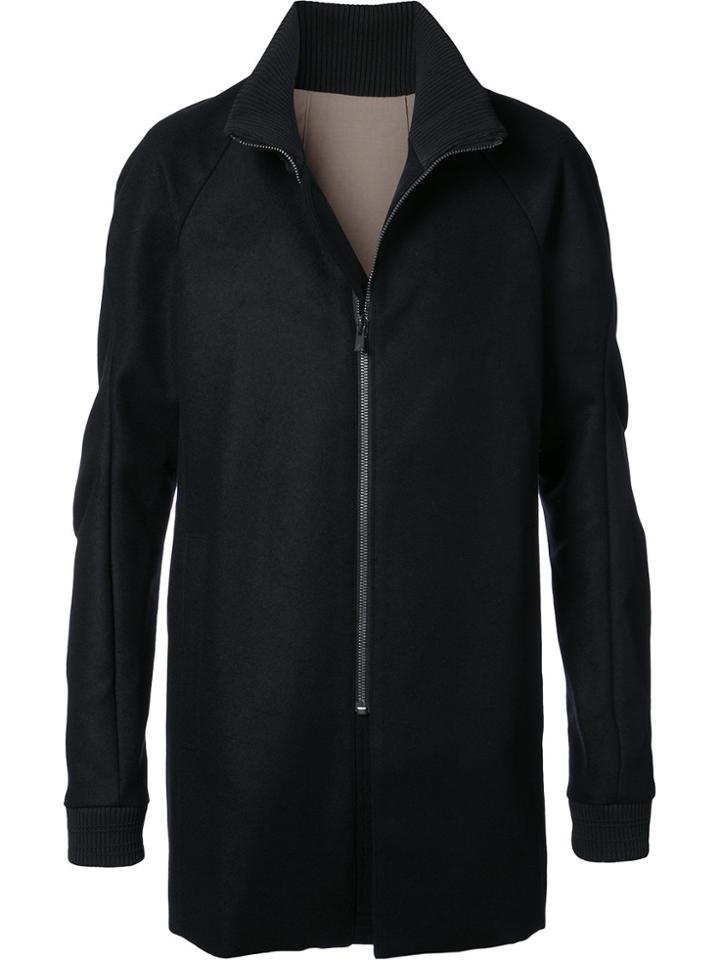 Devoa Zip Front Coat - Black