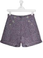 Balmain Kids Teen Button-embellished Metallic Shorts - Blue