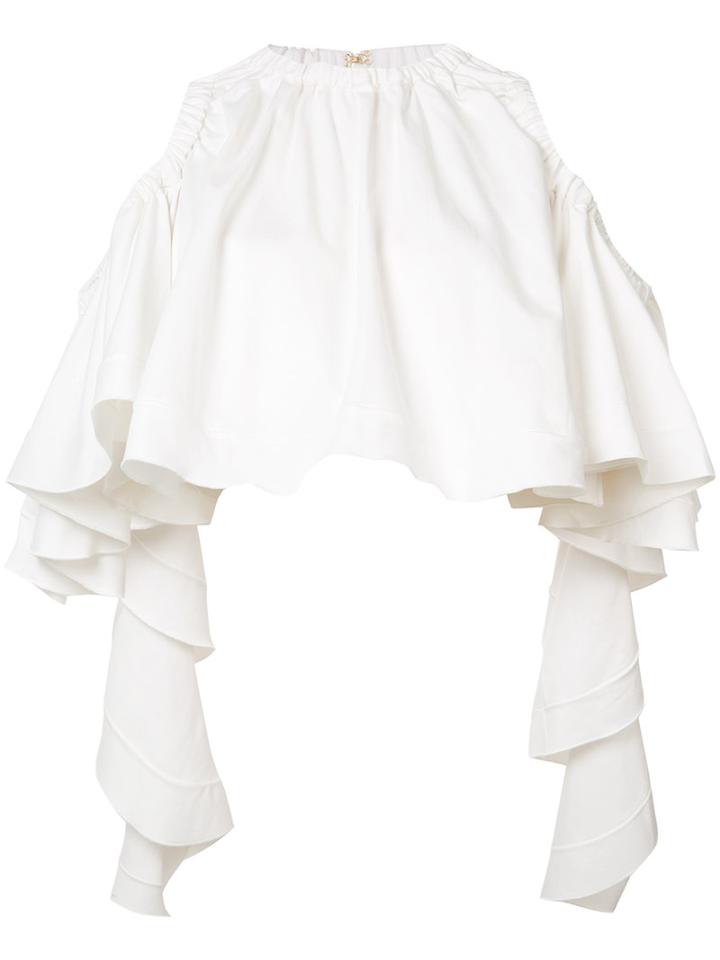 Ellery - 'baby Cropped' Ruffle Top - Women - Cotton/spandex/elastane - 10, White, Cotton/spandex/elastane