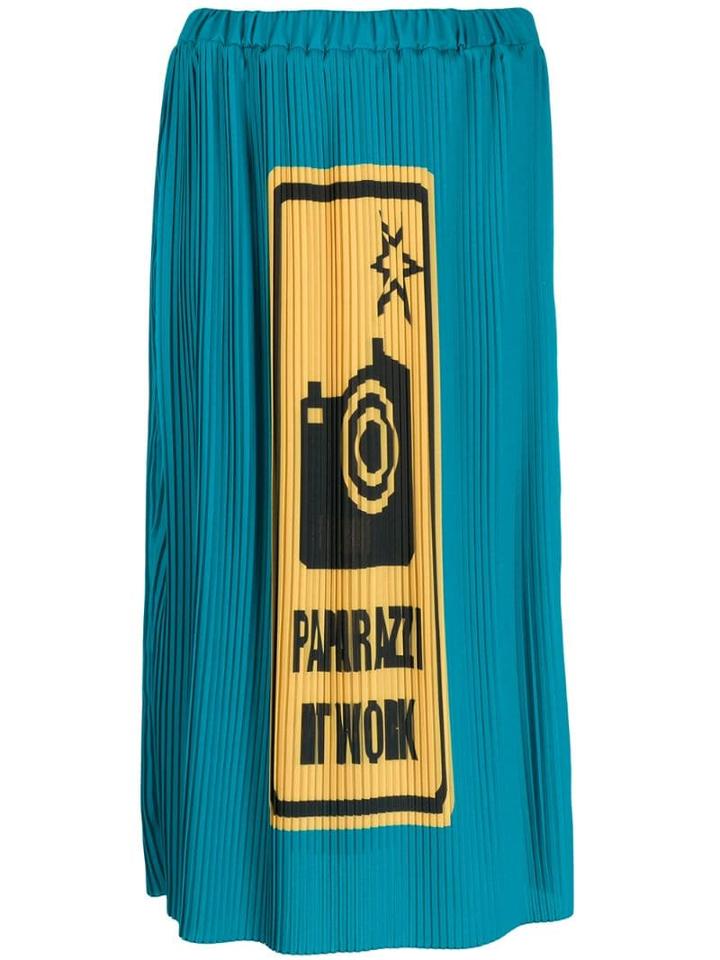 Ultràchic Paparazzi Pleated Midi Skirt - Blue