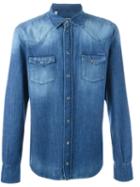 Dolce & Gabbana Washed Effect Denim Shirt, Men's, Size: 38, Blue, Cotton