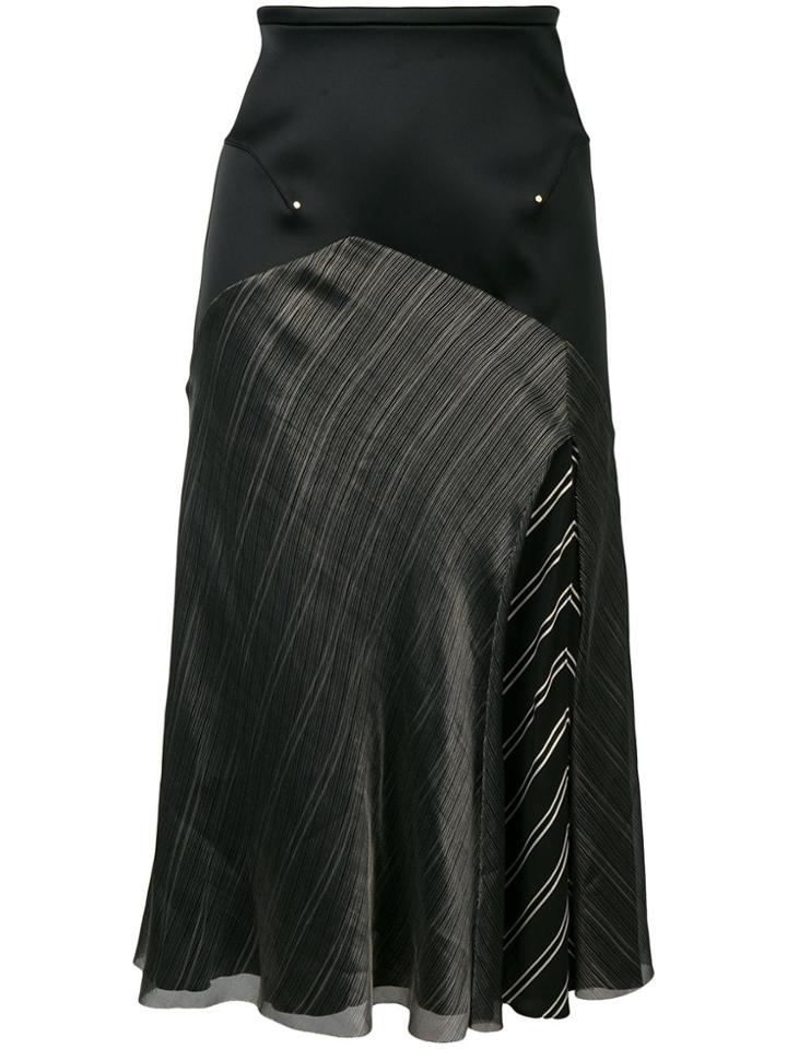 Esteban Cortazar Contrast Panels Midi Skirt - Black