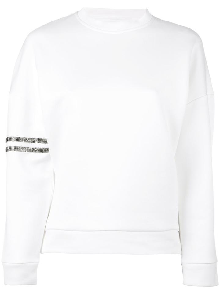 Eleventy - Embellished Stripe Sweatshirt - Women - Cotton/polyamide - S, Women's, White, Cotton/polyamide