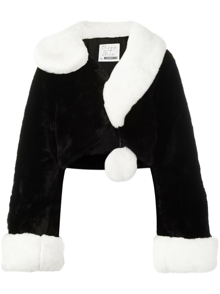 Moschino Vintage Question Mark Faux-fur Jacket - Black