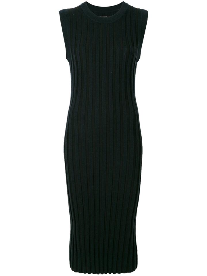 All Saints Ribbed Knit Midi Dress - Black