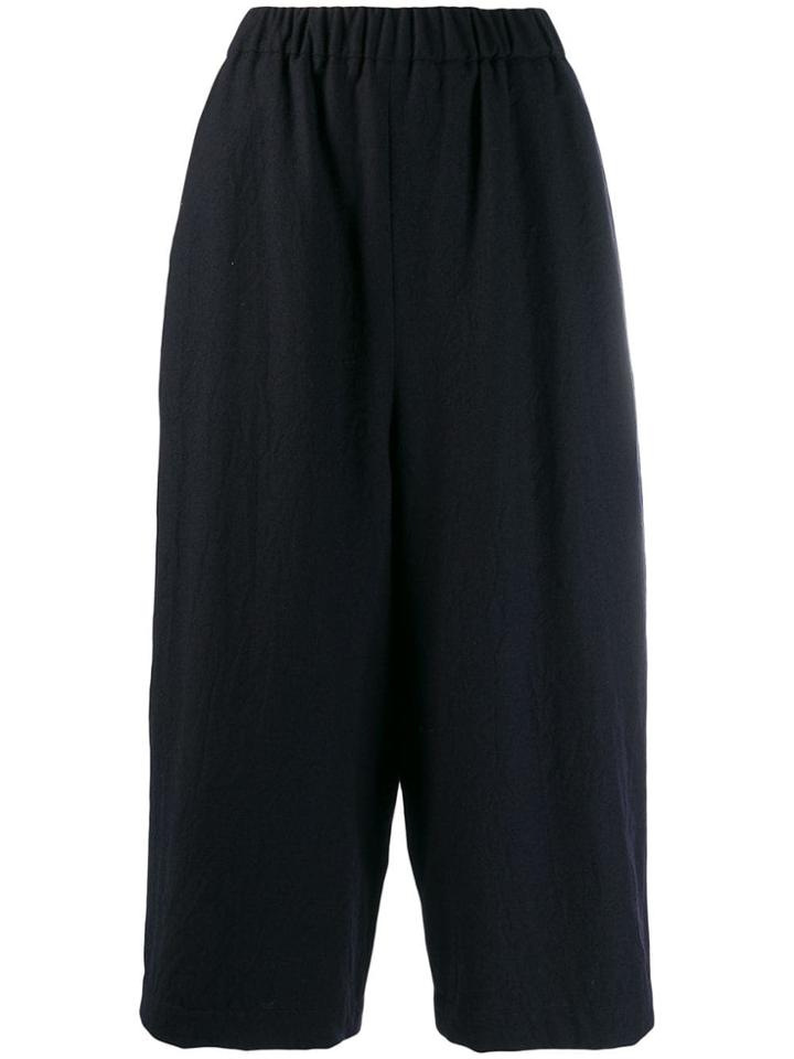École De Curiosités Wide-leg Cropped Trousers - Black