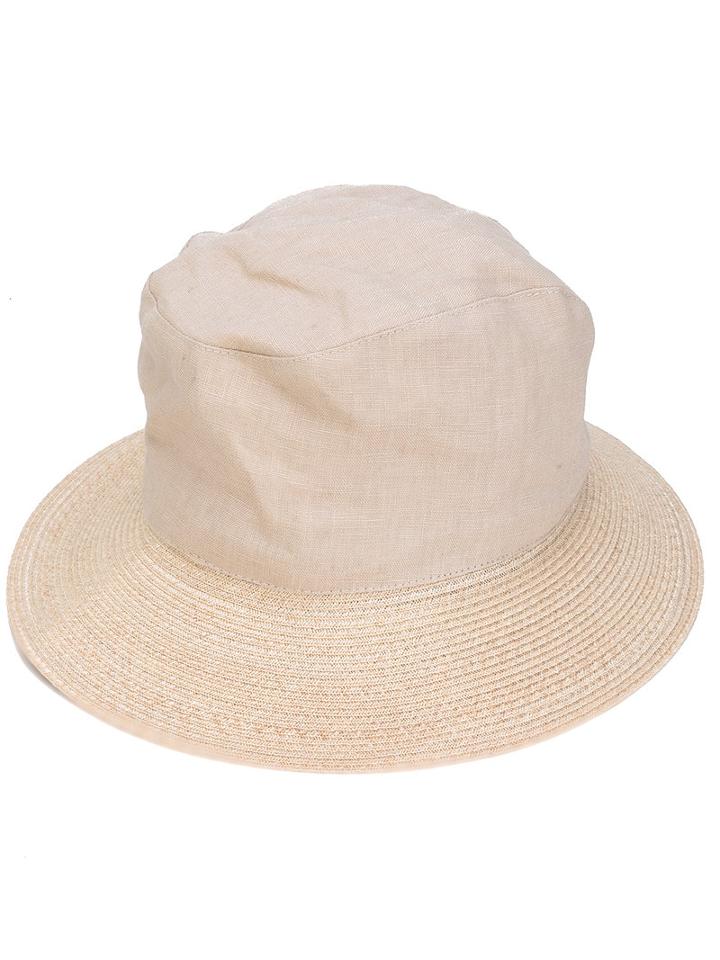 Yohji Yamamoto - Woven Brim Sunhat - Women - Linen/flax - One Size, Nude/neutrals, Linen/flax
