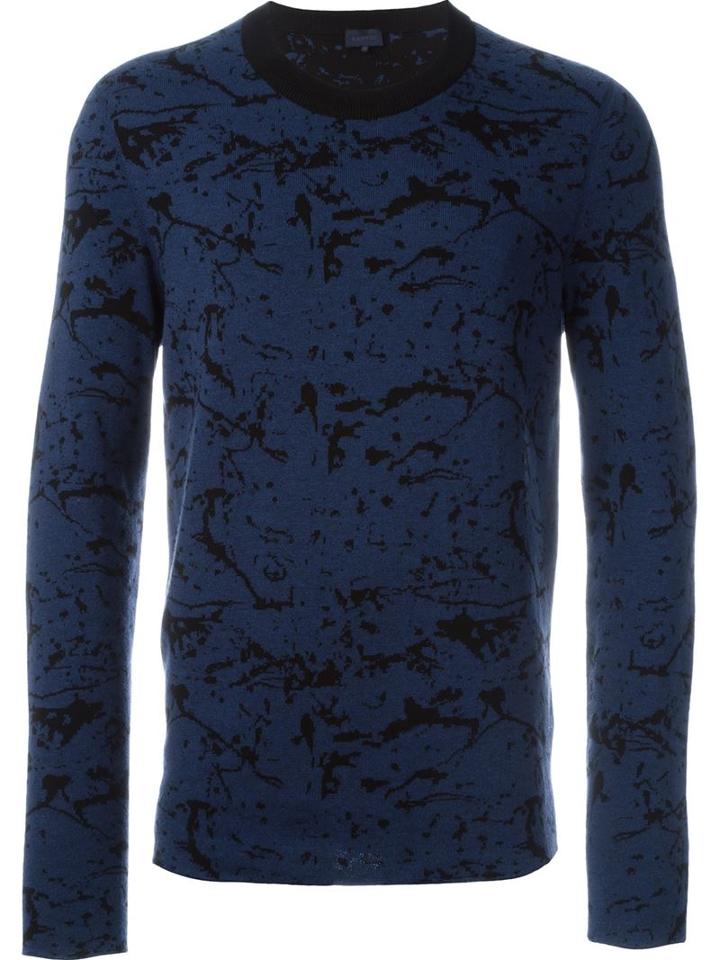 Lanvin Intarsia Knit Jumper, Men's, Size: Medium, Blue, Cotton/wool