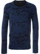 Lanvin Intarsia Knit Jumper, Men's, Size: Medium, Blue, Cotton/wool