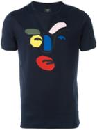 Fendi Abstract Face T-shirt, Men's, Size: 52, Blue, Cotton/polyurethane/polyester/viscose