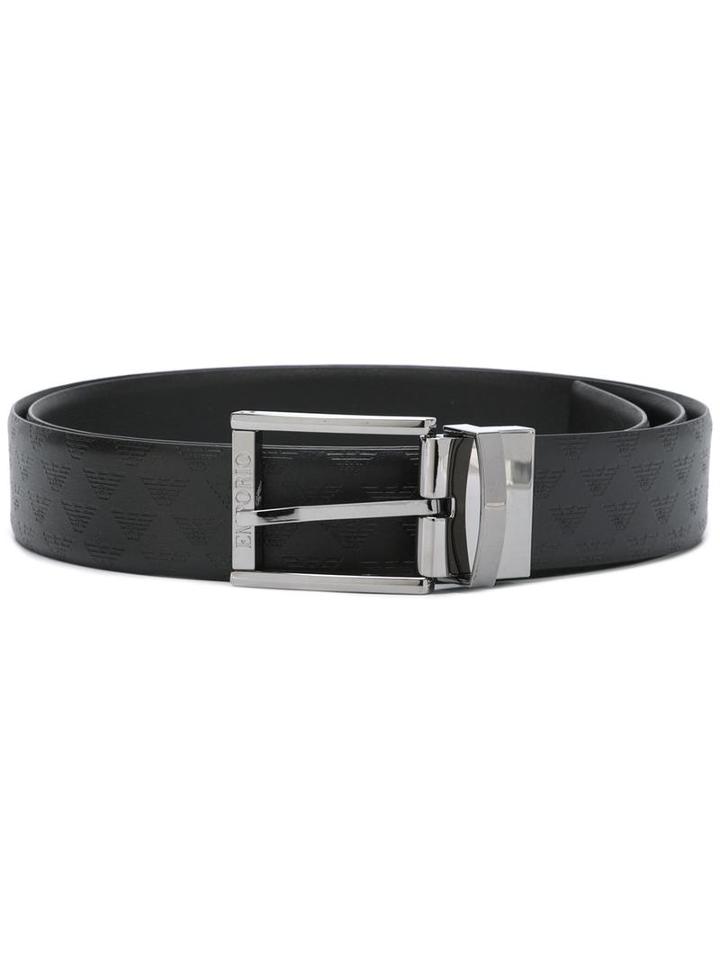 Emporio Armani Logo Belt, Men's, Black, Leather