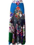 Roberto Cavalli Patchwork Flared Long Skirt, Women's, Size: 46, Silk