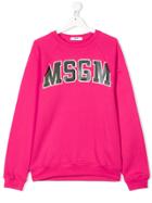 Msgm Kids Teen Crew Neck Sweatshirt - Pink & Purple
