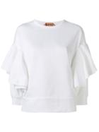 No21 Ruffle Sleeve Sweatshirt, Women's, Size: 42, White, Cotton