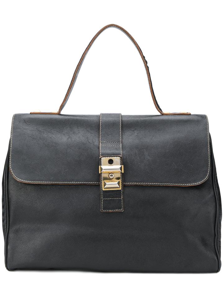Prada Vintage Strap Push-lock Tote Bag - Black