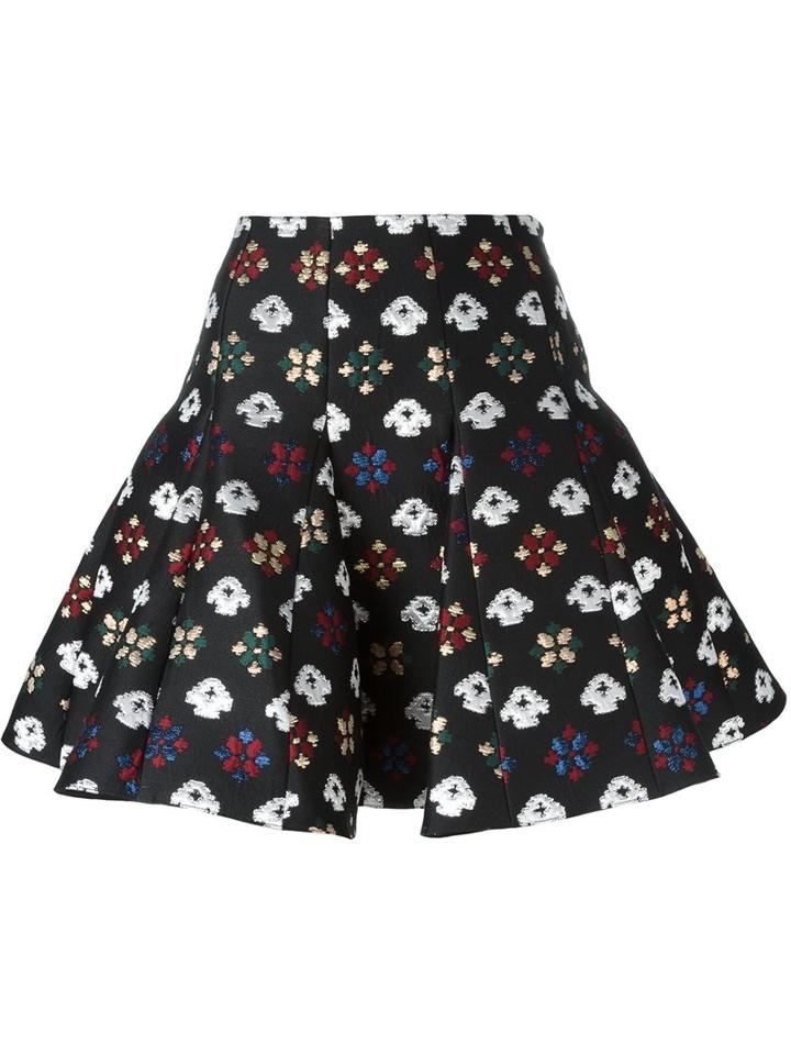 Red Valentino Patterned Full Skirt, Women's, Size: 38, Black, Polyester/acrylic/metallic Fibre