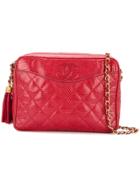 Chanel Vintage Cc Stitch Fringe Chain Bag - Red