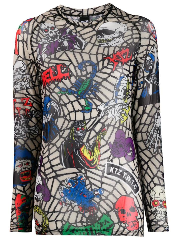 Ktz Death Metal Monster Net Top - Black