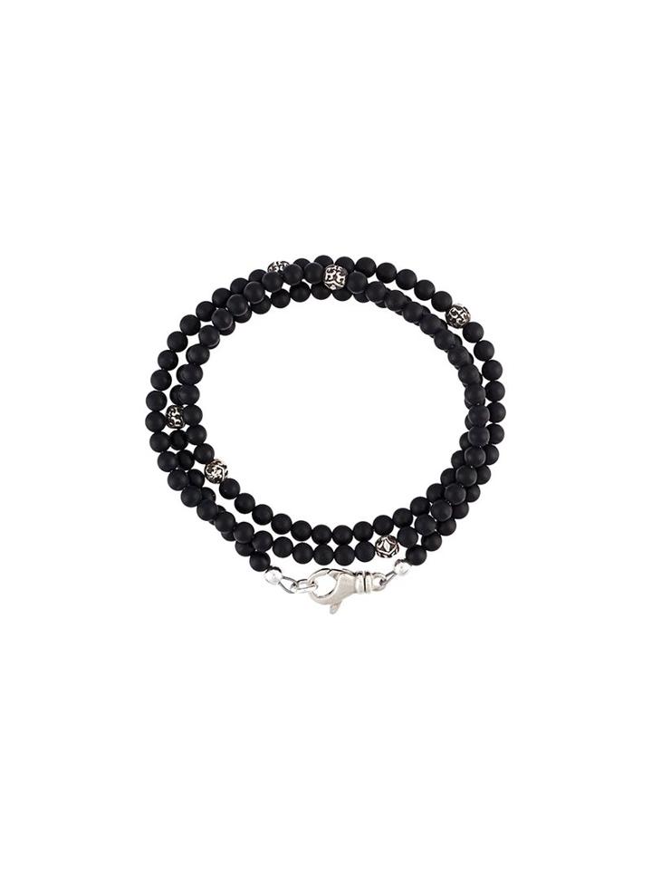 Nialaya Jewelry Beaded Wrap Around Bracelet, Men's, Size: Large, Black