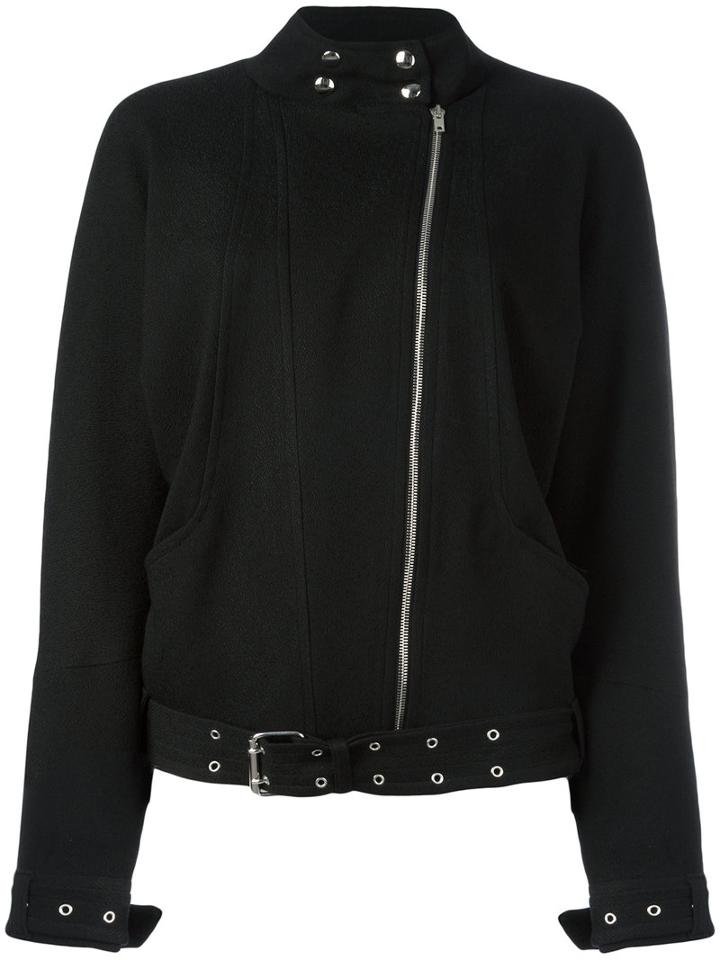Iro Asymmetric Zip Biker Jacket, Women's, Size: 36, Black, Cotton/viscose/elastodiene