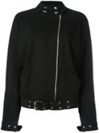 Iro Asymmetric Zip Biker Jacket, Women's, Size: 36, Black, Cotton/viscose/elastodiene