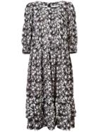 Comme Des Garçons Comme Des Garçons Floral Print Midi Dress - Black